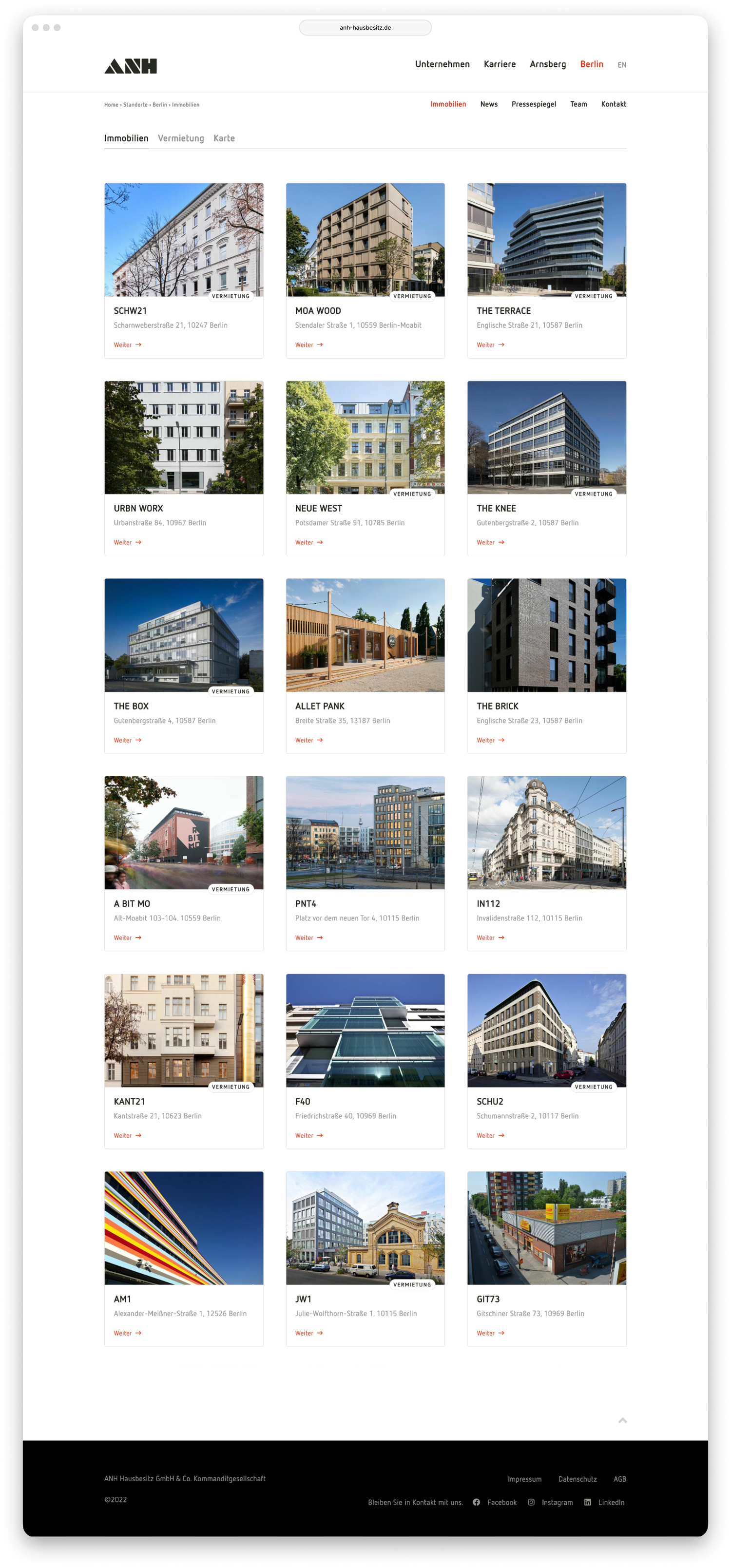 ANH Website UI Screens