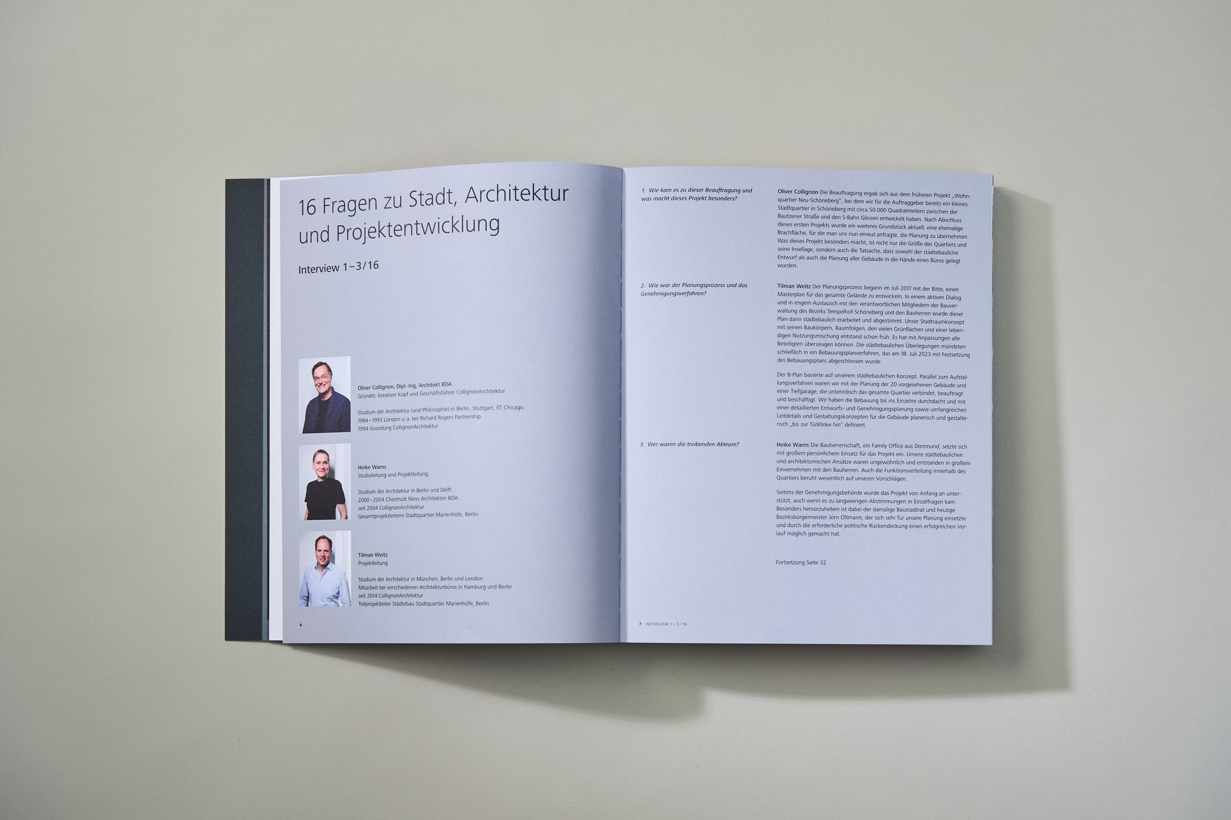 Design und Layout des Planungsbericht "Stadtquartier Marienhöfe" von Collignon Architektur