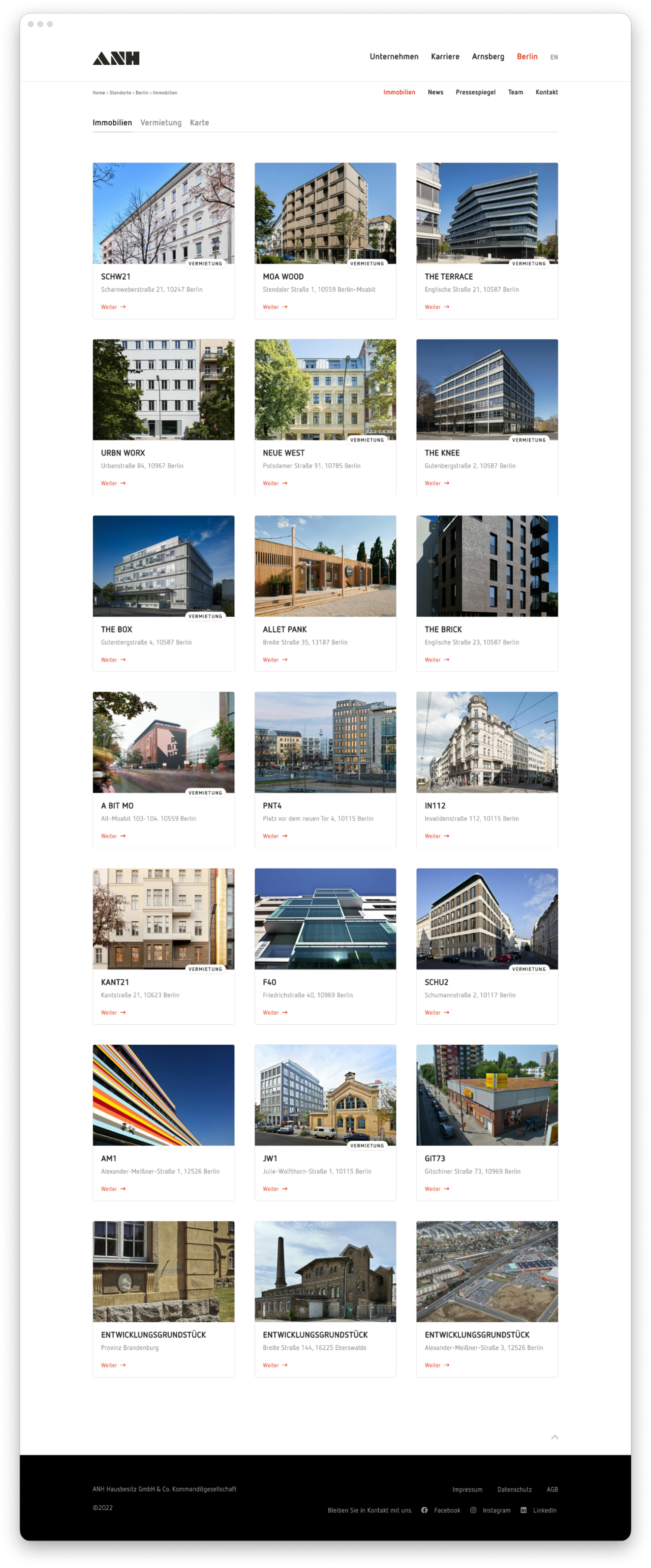 ANH Website UI Screens