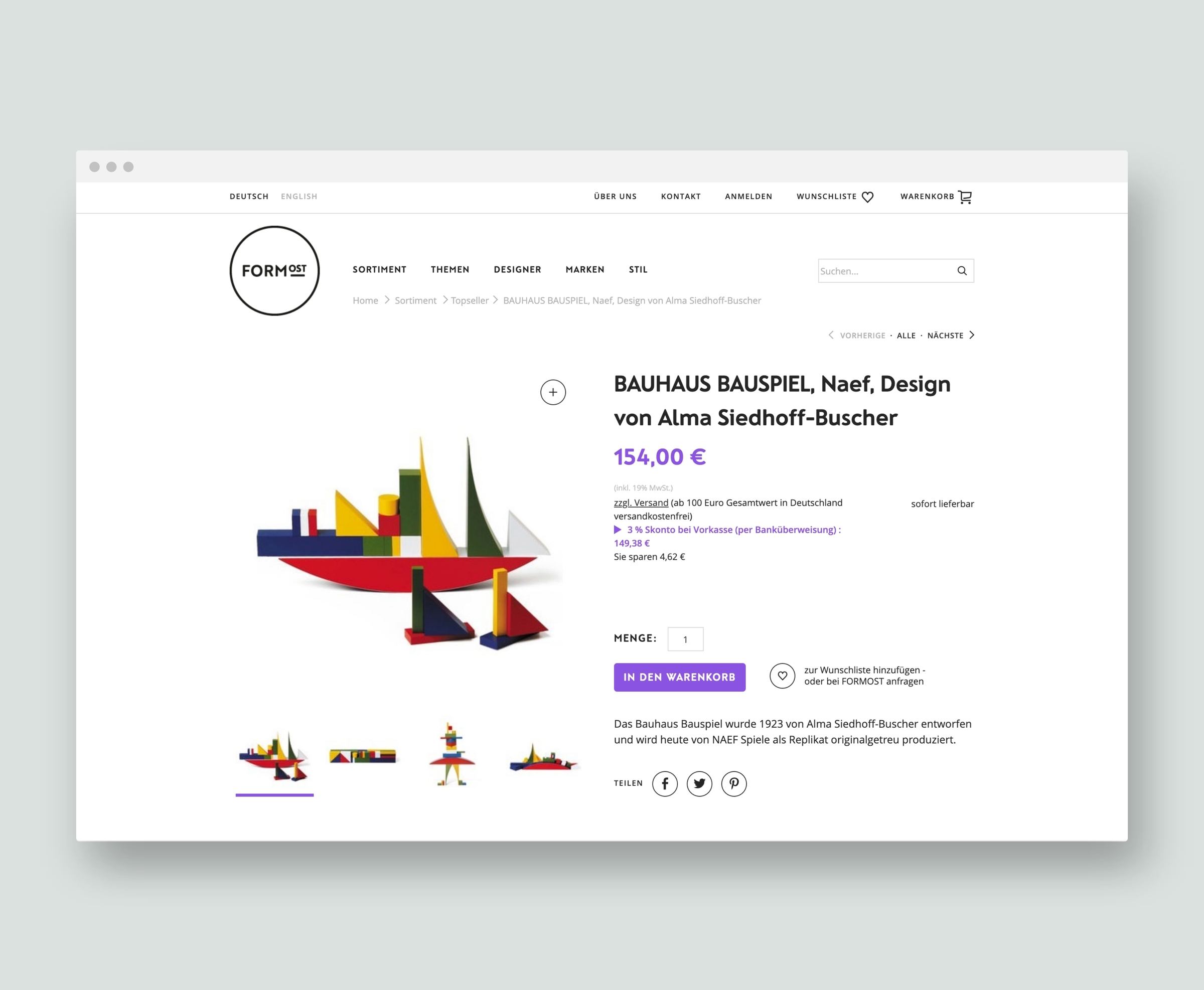 UI UX Webshop für Formost