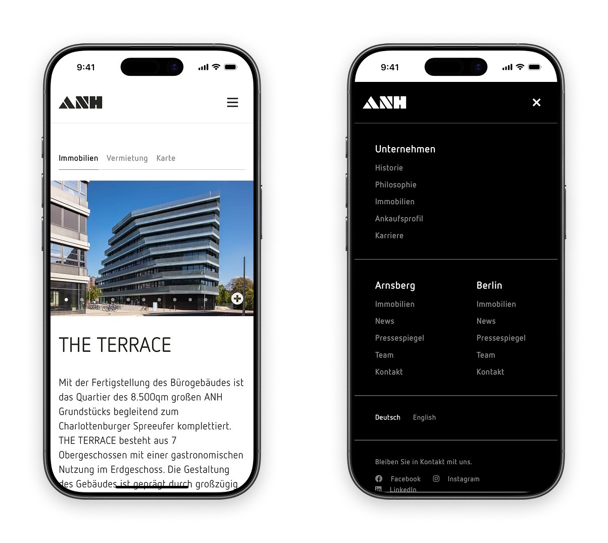 ANH Website UI Screens