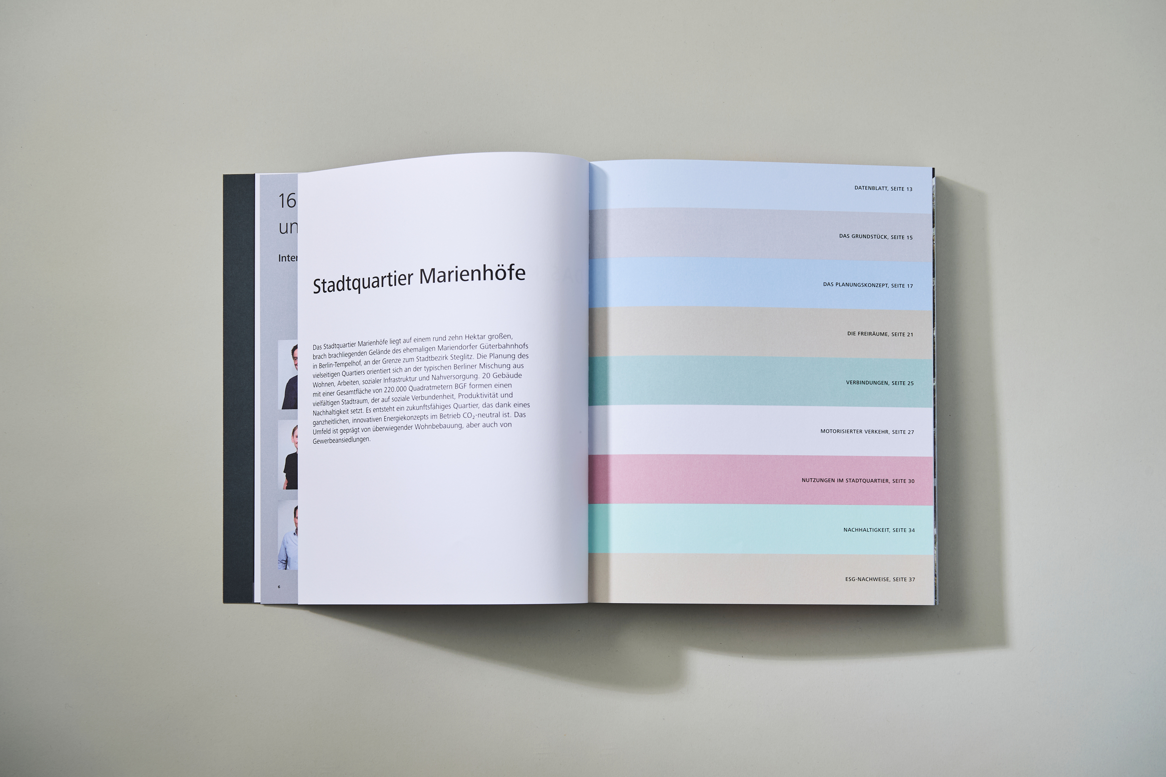 Design und Layout des Planungsbericht "Stadtquartier Marienhöfe" von Collignon Architektur