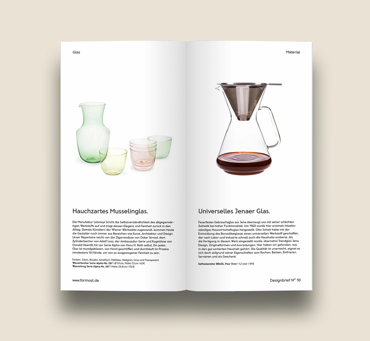 Gestaltung und Produktion des Produktkatalogs „Designbrief“ für Formost