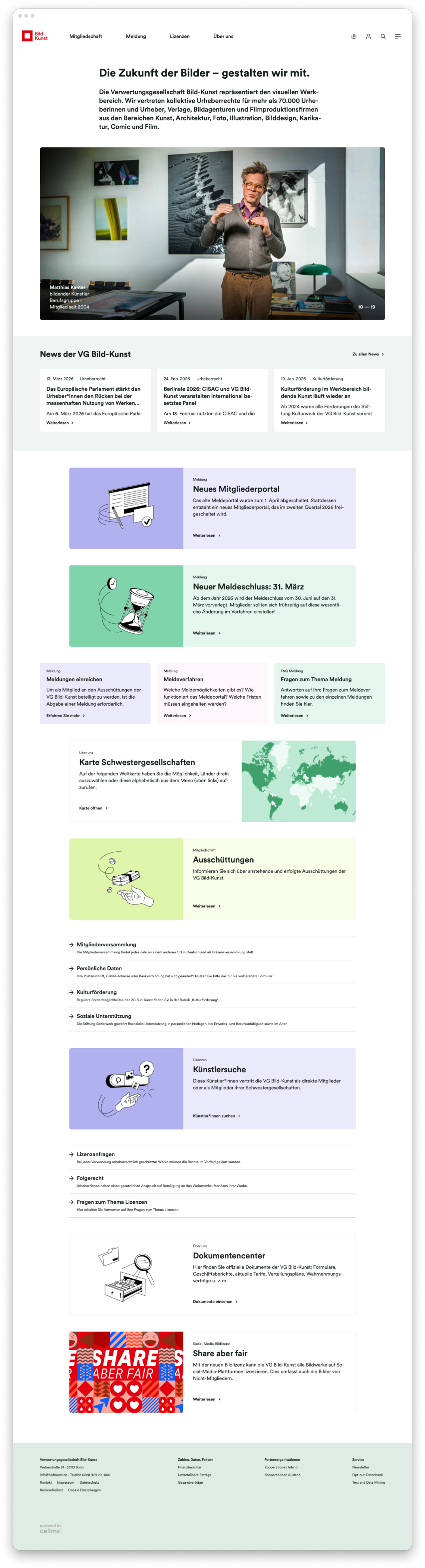 Screenshot der kompletten Seite UI UX
