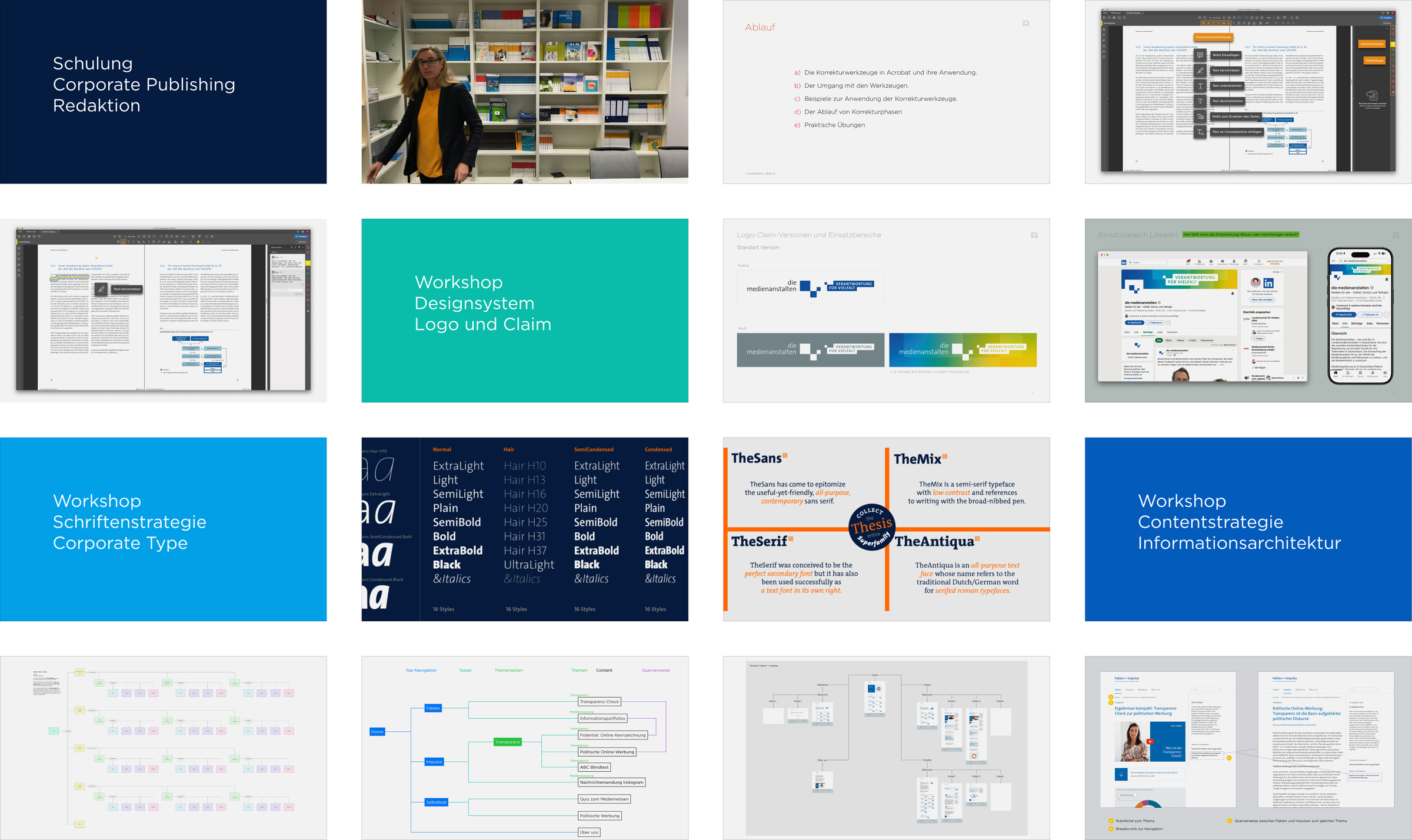 DMA Workshops Content-, Schriften und Marken-Strategie Collage