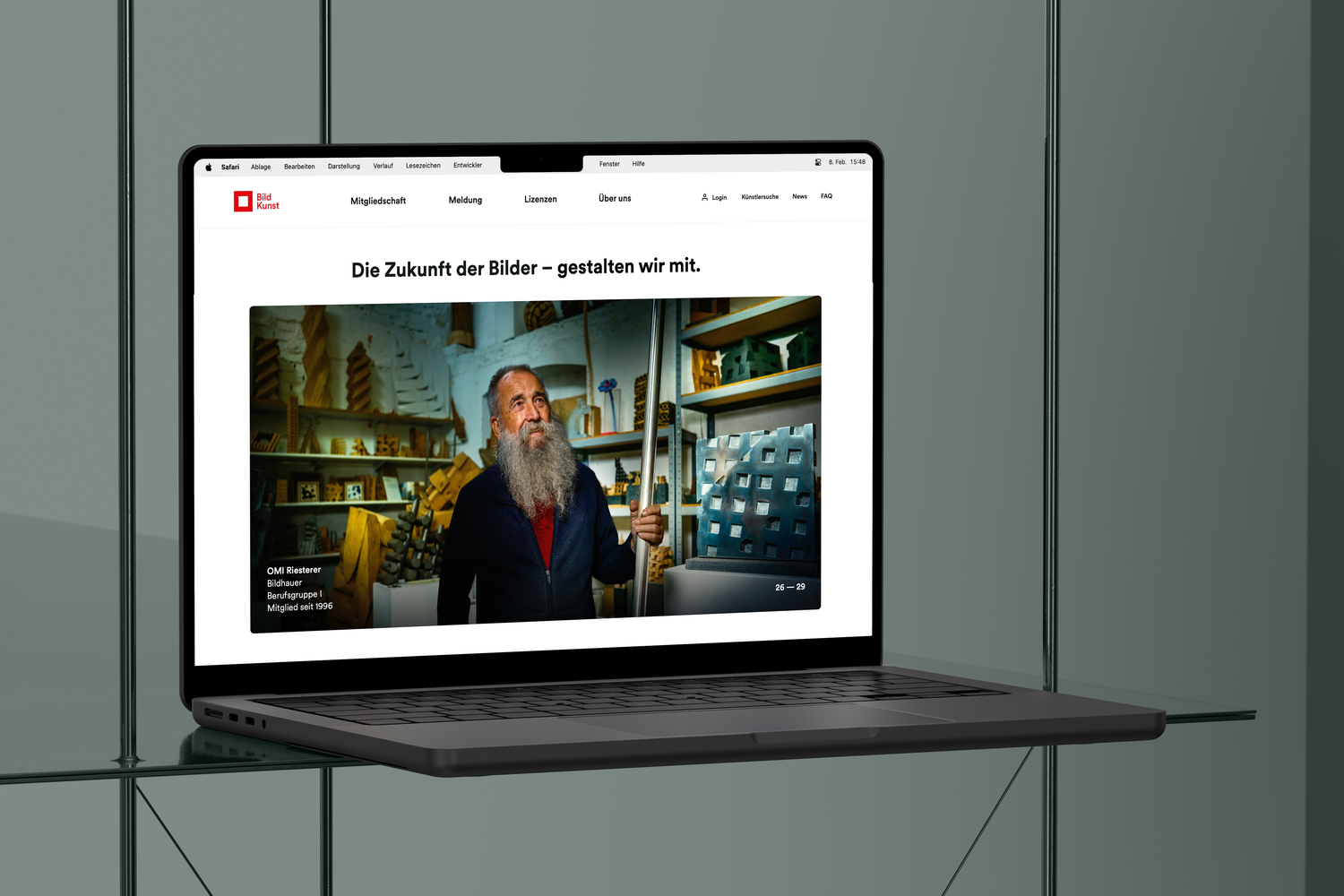 Website der VG Bild-Kunst auf einem Laptop